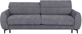 Canapé convertible express - 2 / 3 places - SAFIA - Tissu gauffré - Gris souris - Matelas 15 cm - 206 x 105 x 76/94 cm - DUNLOPILLO