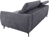 Canapé convertible express - 2 / 3 places - SAFIA - Tissu gauffré - Gris souris - Matelas 15 cm - 206 x 105 x 76/94 cm - DUNLOPILLO