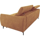 Canapé convertible express - 3 places - SAFIA - Tissu gauffré - Ocre - Matelas 15 cm - 226 x 105 x 76 / 94 cm - DUNLOPILLO