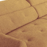 Canapé convertible express - 3 places - SAFIA - Tissu gauffré - Ocre - Matelas 15 cm - 226 x 105 x 76 / 94 cm - DUNLOPILLO