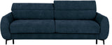 Canapé convertible express - 3 places - SAFIA - Tissu gauffré - Saphir - Matelas 15 cm - 226 x 105 x 76 / 94 cm - DUNLOPILLO