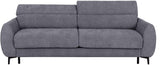 Canapé convertible express - 3 places - SAFIA - Tissu gauffré - Gris souris - Matelas 15 cm - 226 x 105 x 76 / 94 cm - DUNLOPILLO