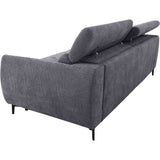 Canapé convertible express - 3 places - SAFIA - Tissu gauffré - Gris souris - Matelas 15 cm - 226 x 105 x 76 / 94 cm - DUNLOPILLO