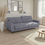 Canapé convertible express - 3 places - SAFIA - Tissu gauffré - Gris souris - Matelas 15 cm - 226 x 105 x 76 / 94 cm - DUNLOPILLO