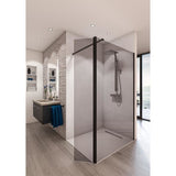 Paroi de douche en verre trempé 8mm - Saint-Gobain - 900mm - Parsol gris - Quincaillerie noire mat