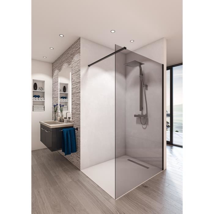 Paroi de douche en kit AURYS BALEARES GREY - Verre Timeless 8 mm trempé by Saint-Gobain - L.120 cm x H.198 cm