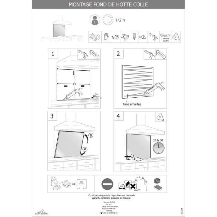 Credence - SAINT GOBAIN - Noir mat - Verre - 45x90