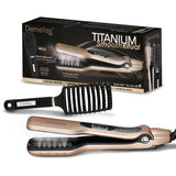 Lisseur vapeur - SAINT ALGUE - Coffret Demeliss TITANIUM SMOOTH RITUAL - Brosse démelante - Or