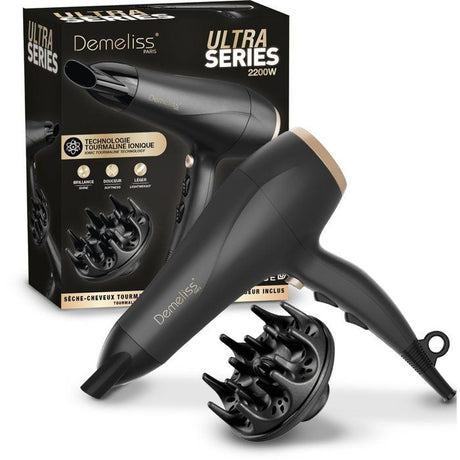 Seche-cheveux - SAINT ALGUE - Demeliss Ultra Series - Diffuseur - 3 températures - 2200 W - Noir