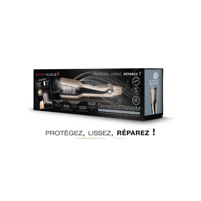Lisseur vapeur - SAINT ALGUE - Demeliss TITANIUM - Lissage Haute Performance Hydratation Intense - Pour Tous Types de Cheveux