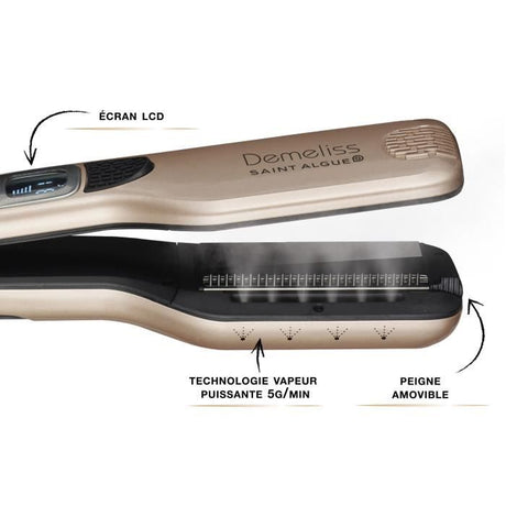 Lisseur vapeur - SAINT ALGUE - Demeliss TITANIUM - Lissage Haute Performance Hydratation Intense - Pour Tous Types de Cheveux