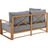 Salon de jardin canapé d'angle SANTA - Aluminium effet bois - 5 personnes - Gris clair