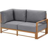 Salon de jardin canapé d'angle SANTA - Aluminium effet bois - 5 personnes - Gris clair