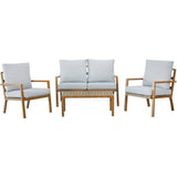 Salon de jardin - CASAIA - Aluminium effet bois - Gris clair - 4 personnes