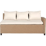 Salon de jardin KAPAS - 5 personnes - Acier et résine tressée - Beige