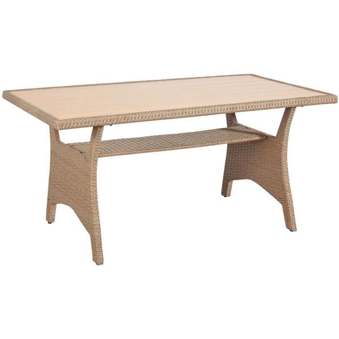 Salon de jardin KAPAS - 5 personnes - Acier et résine tressée - Beige