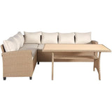 Salon de jardin KAPAS - 5 personnes - Acier et résine tressée - Beige