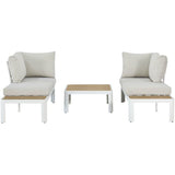 Salon de jardin canapé d'angle - Aluminium - 4 personnes - OLANA - Blanc et beige