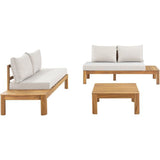 Salon de jardin - SANA - Bois acacia FSC - 1 table basse et 2 canapés - Gris clair - 4 personnes