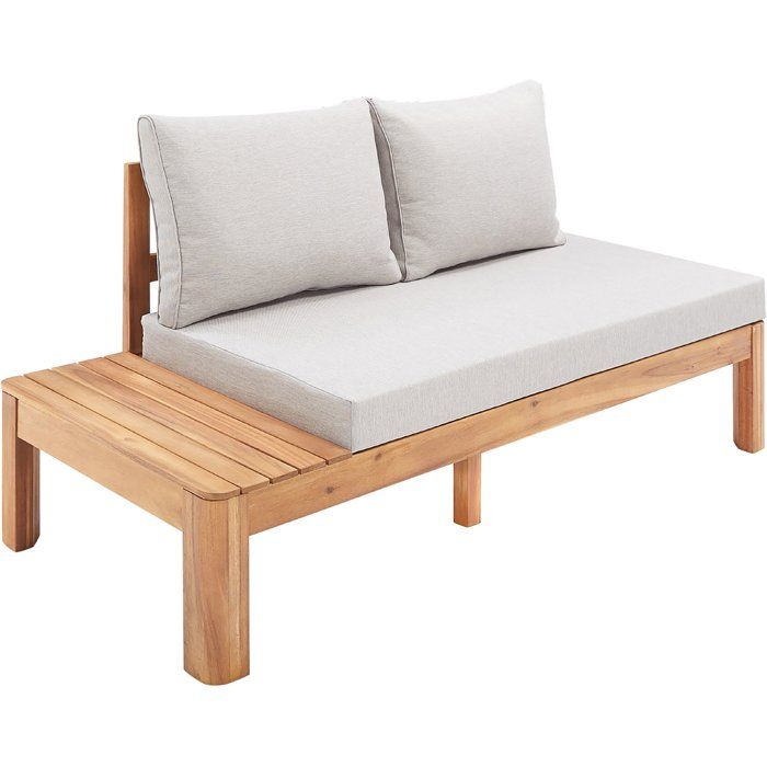 Salon de jardin - SANA - Bois acacia FSC - 1 table basse et 2 canapés - Gris clair - 4 personnes