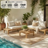 Salon de jardin - SANA - Bois acacia FSC - 1 table basse et 2 canapés - Gris clair - 4 personnes