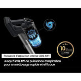 SAMSUNG Jet 75E Complete VS20B75CR5 - Aspirateur Balai sans Fil - Puissance 200 AW - Autonomie 60 min - Station murale - 3 brosses