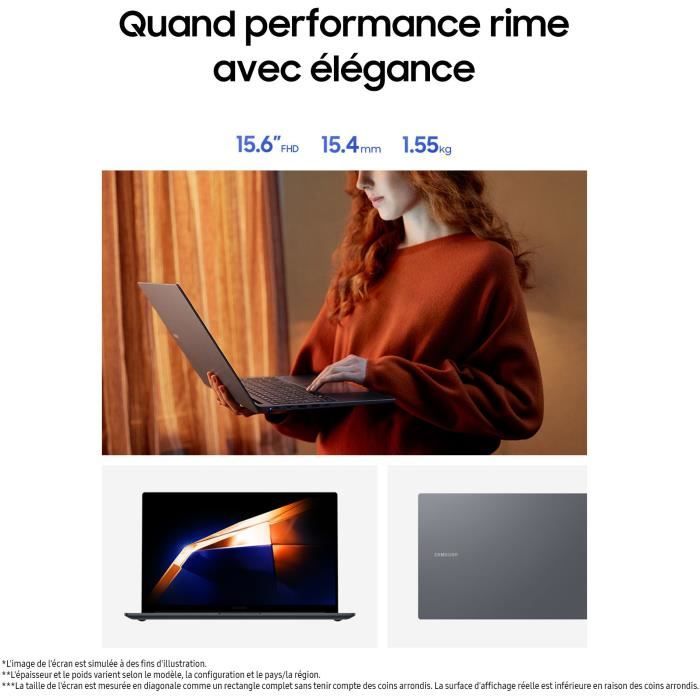 PC Portable - SAMSUNG - Galaxy Book4 - 15,6'' - Intel Core i5 1335U - 8 Go RAM - 256 Go SSD - Gris - Windows 11
