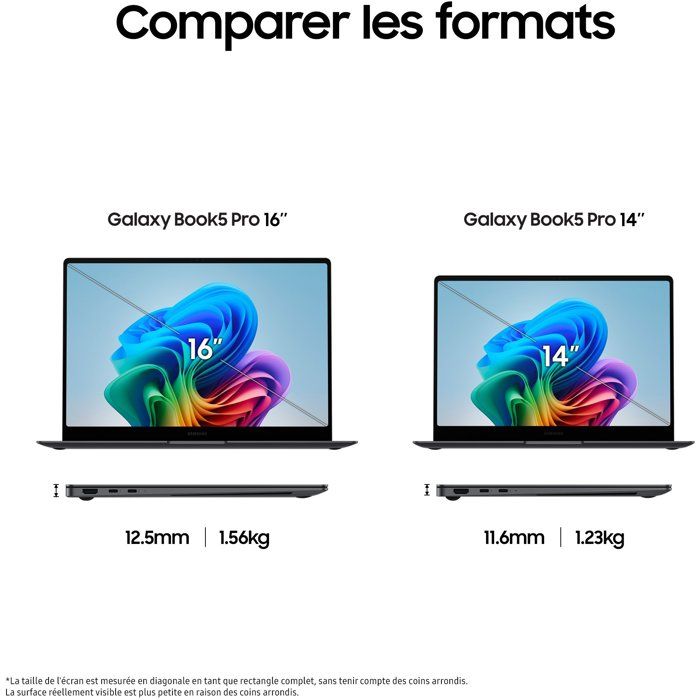 PC Portable - Samsung - Galaxy Book5 Pro - 14 Dyn. AMOLED 2X WQXGA+ - Intel Core Ultra 5 - RAM 16 Go - Stockage 512 Go