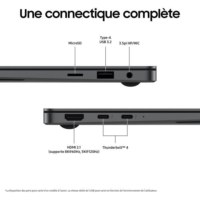 PC Portable - Samsung - Galaxy Book5 Pro - 14 Dyn. AMOLED 2X WQXGA+ - Intel Core Ultra 5 - RAM 16 Go - Stockage 512 Go