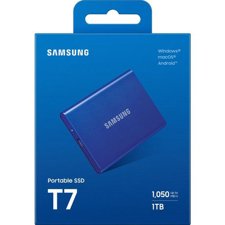 SAMSUNG - T7 Bleu - SSD Externe - 1 To - USB 3.2 - Vitesse lecture jusqu'a 1 050 Mo/s