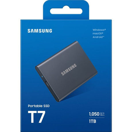 SAMSUNG - T7 Gris - SSD Externe - 1 To - USB 3.2 - Vitesse lecture jusqu'a 1 050 Mo/s