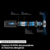 SAMSUNG VS15A6031R4 Jet 60 Turbo - Aspirateur Balai - 150 AW - Aspiration multicyclonique - Filtration HEPA - 40min d'autonomie