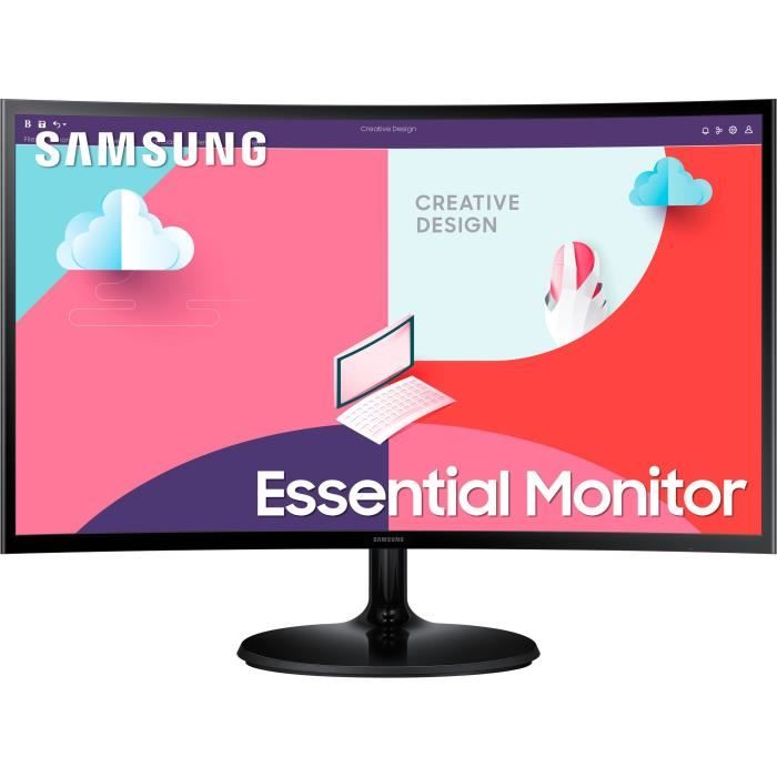 Ecran PC - SAMSUNG - LS24C360EAUXEN - 24 FHD 1920x1080 - Incurvé 1800R - Dalle VA - 4 ms - 75 Hz - HDMI - FreeSync