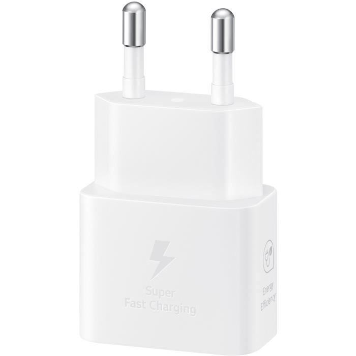 Chargeur pour tÈlÈphone mobile Samsung Chargeur secteur 25W Avec cable USBC Blanc
