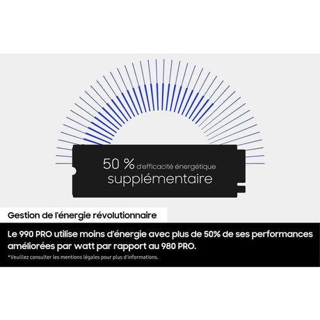 SAMSUNG - 990 PRO avec dissipateur- SSD Interne - 4 To - NVMe M.2 PCIe 4.0x4 - Vitesse lecture jusqu'a 7 450 Mo/s