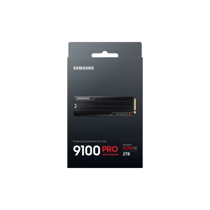 Samsung - SSD Interne - 9100 PRO avec dissipateur NVMe M.2 PCIe 5.0 x4 - 2 To - Vitesse de lecture jusqu'a 14 800 Mo/s - MZ-VAP2T0CW
