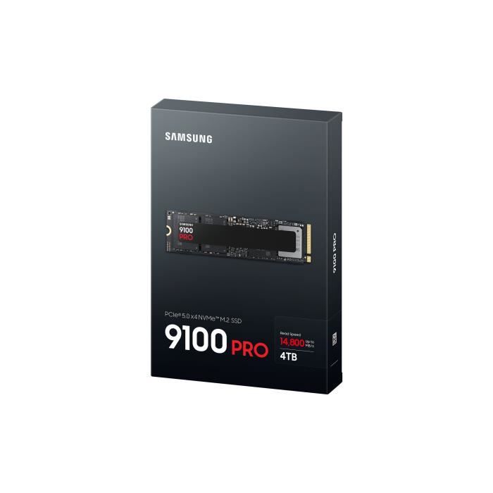 Samsung - 9100 PRO - SSD Interne - NVMe M.2 PCIe 5.0 x4 - 4 To - Vitesse de lecture jusqu'a 14 800 Mo/s - MZ-VAP4T0BW