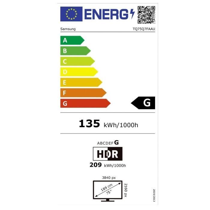 Samsung 75Q7F - TV QLED 75 (190 cm) - 4K UHD 3840x2160 - HDR10+ - Smart TV - Gaming Hub - 3xHDMI - WiFi