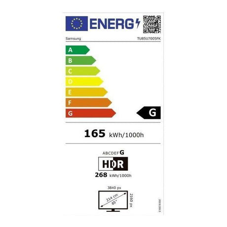 Samsung 85U7005F - TV LED 85 (216 cm) - 4K UHD 3840x2160 - HDR10+ - Smart TV - Gaming Hub - 3xHDMI - WiFi