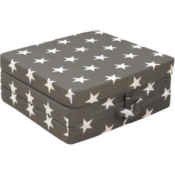 Chauffeuse pliante - SAMBA - Multi-position - Motif étoiles - 190 x 70 x 9 cm