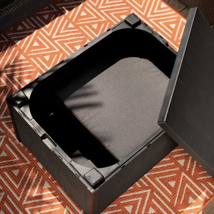 Salon de jardin - en résine imitation rotin tressé - Allibert by KETER - 5 personnes - SanRemo - Gris graphite