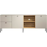 Meuble TV SAO PAULO - Cachemire / Chene blond - 2 portes, 2 niches, 2 tiroirs - 110 x 68 x 45 cm - TRENDTEAM