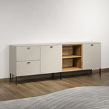 Meuble TV SAO PAULO - Cachemire / Chene blond - 2 portes, 2 niches, 2 tiroirs - 110 x 68 x 45 cm - TRENDTEAM