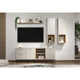 Meuble TV SAO PAULO - Cachemire / Chene blond - 2 portes, 2 niches, 2 tiroirs - 110 x 68 x 45 cm - TRENDTEAM