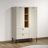 Buffet haut - SAO PAULO - Cachemire / Chene blond - 2 portes, 3 niches, 2 tiroirs - 93 x 42 x 140 cm - TRENDTEAM