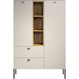 Buffet haut - SAO PAULO - Cachemire / Chene blond - 2 portes, 3 niches, 2 tiroirs - 93 x 42 x 140 cm - TRENDTEAM