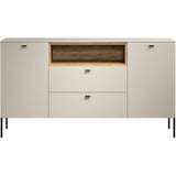 Buffet - SAO PAULO - Cachemire / Chene blond - 2 portes, 1 niche, 2 tiroirs - 154 x 42 x 85 cm - TRENDTEAM