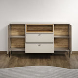 Buffet - SAO PAULO - Cachemire / Chene blond - 2 portes, 1 niche, 2 tiroirs - 154 x 42 x 85 cm - TRENDTEAM