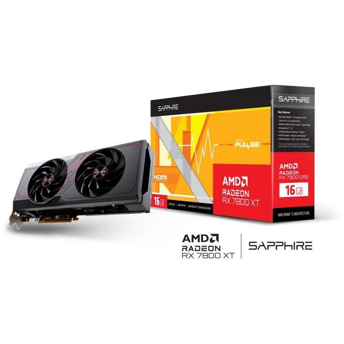 SAPPHIRE - Carte Graphique - PULSE AMD RADEONô RX 7800 XT GAMING 16GB - GDDR6 - DUAL HDMI / DUAL DP