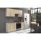 SARA Cuisine complete modulable - 5 éléments - Décor chene sonoma - L 180 cm - Plan de travail non inclus